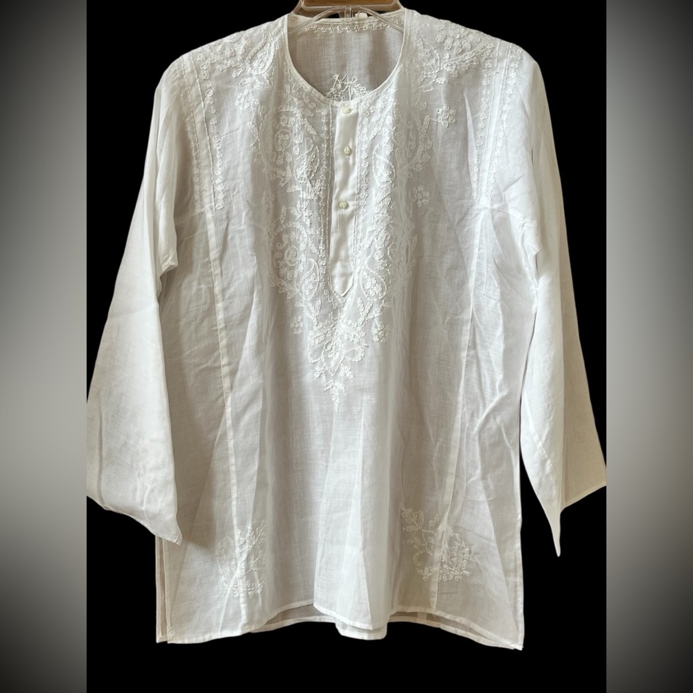 Classic White Embroidered Shirt European Size 42